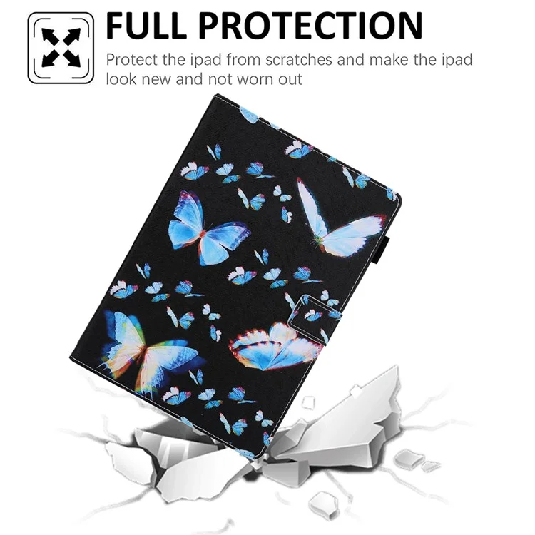 Pattern Printing Leather Stand Smart Case for iPad Pro 11-inch (2020) / (2022) / (2021) / iPad Air (2020) / Air (2022) Tablet Shell - Blue Butterfly