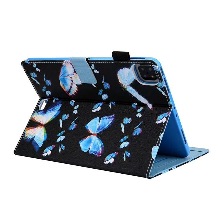 Pattern Printing Leather Stand Smart Case for iPad Pro 11-inch (2020) / (2022) / (2021) / iPad Air (2020) / Air (2022) Tablet Shell - Blue Butterfly