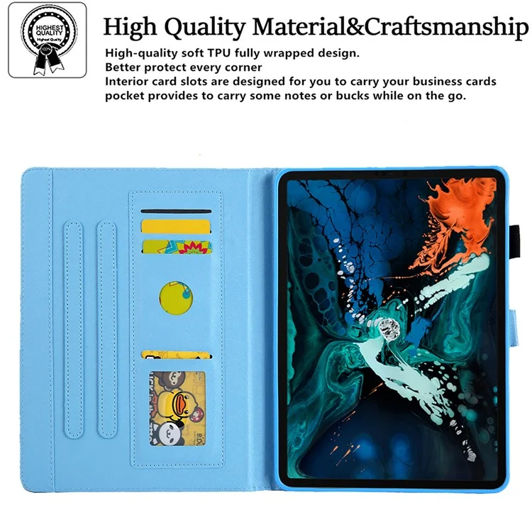 Capa Inteligente de Couro com Estampa para iPad Pro 11 polegadas (2020) / (2022) / (2021) / Air 11 (2024) / Air (2020) / Air (2022) - Flor / Borboleta