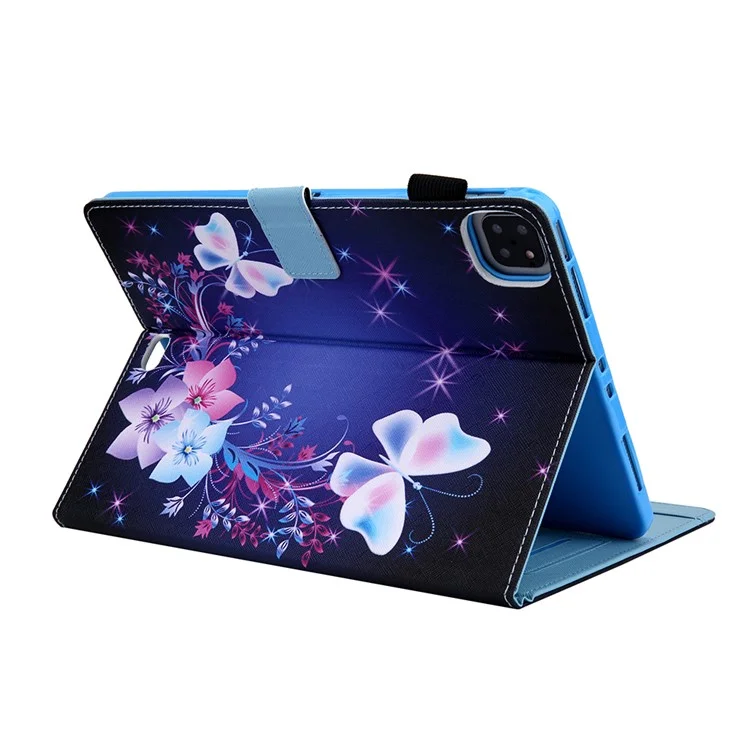 Pattern Printing Leather Stand Stand Smart Para Ipad Pro 11 Pulgadas (2020)/(2018)/iPad Air (2020)/Air (2022) Tableta de Tableta - Flor/mariposa