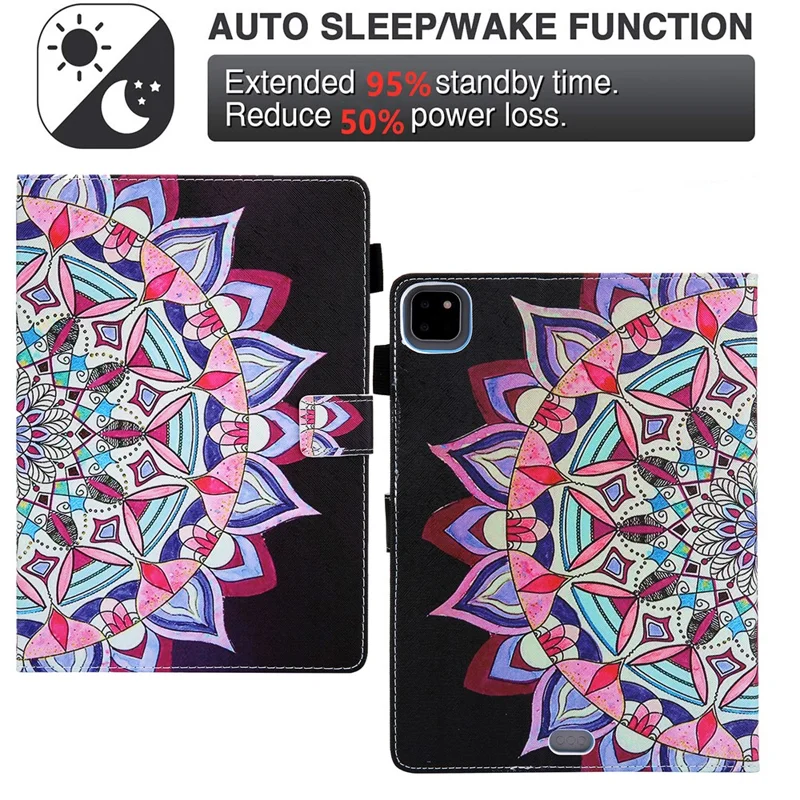 Pattern Printing Leather Stand Smart Case for iPad Air 11 (2025) / (2024) / Pro 11 (2022) (2021) (2020) / Air (2020) (2022) - Mandala