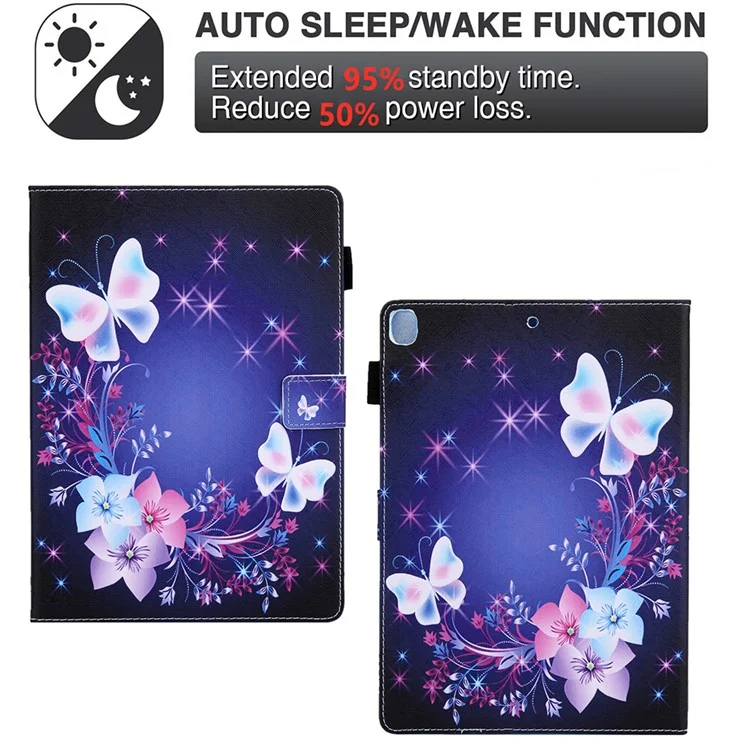 Étui intelligent en cuir à motifs pour iPad Air 10,5 pouces (2019)/iPad Pro 10,5 pouces (2017)/iPad 10,2 pouces (2021)/(2020)/(2019) - Fleur/Papillon