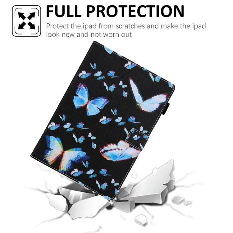 Patterned Leather Stand Smart Shell for iPad Air/Air 2/Pro 9.7 inch (2016)/iPad 9.7-inch (2018)/(2017) - Blue Butterfly