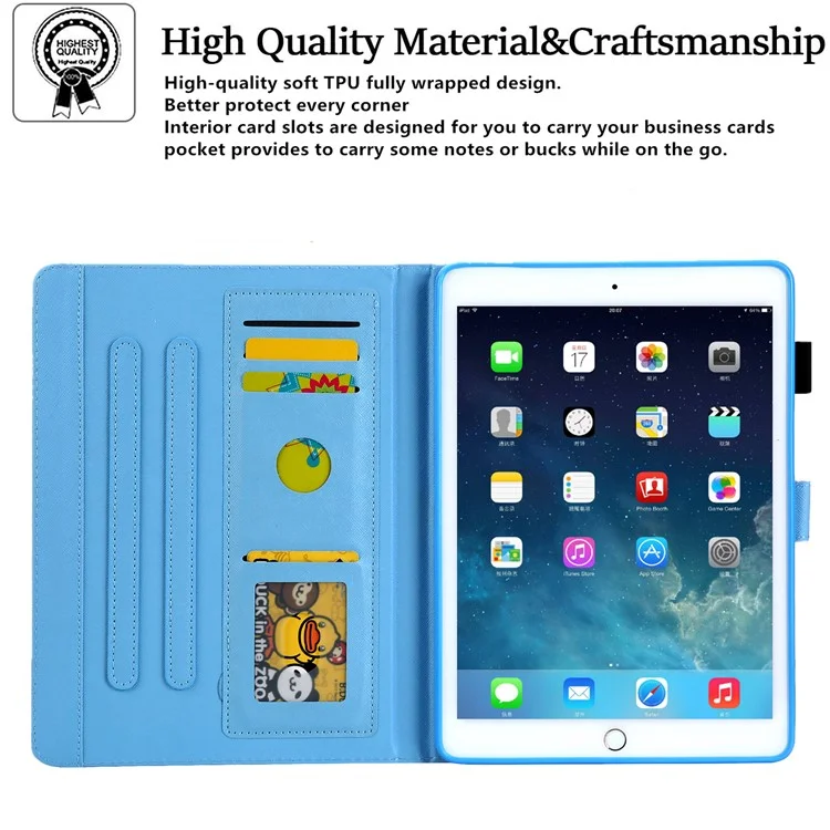 Patterned Leather Stand Smart Shell for iPad Air/Air 2/Pro 9.7 inch (2016)/iPad 9.7-inch (2018)/(2017) - Blue Butterfly