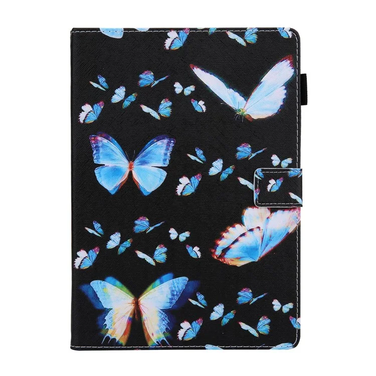 Patterned Leather Stand Smart Shell for iPad Air/Air 2/Pro 9.7 inch (2016)/iPad 9.7-inch (2018)/(2017) - Blue Butterfly