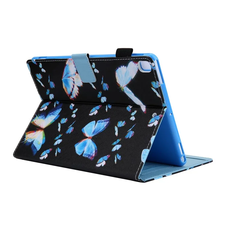 Patterned Leather Stand Smart Shell for iPad Air/Air 2/Pro 9.7 inch (2016)/iPad 9.7-inch (2018)/(2017) - Blue Butterfly