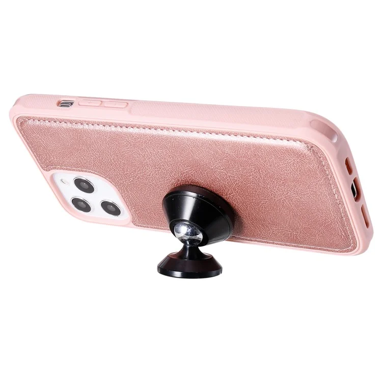 For iPhone 12 Pro Max Magnetic Leather Case Mobile Cover with Detachable Zipper Wallet Strap - Rose Gold