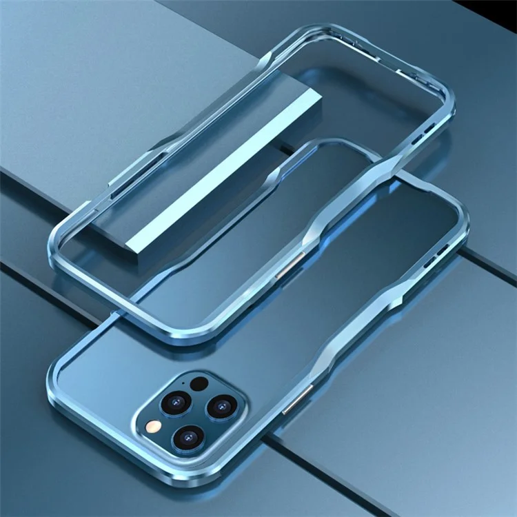 Luphie Metal Bumper Case Para Iphone 12 Pro/12 6,1 Polegadas, Capa de Choque Robusta Pesada, Interferência de Sinal Zero, Proteção de Borda Elevada - Azul