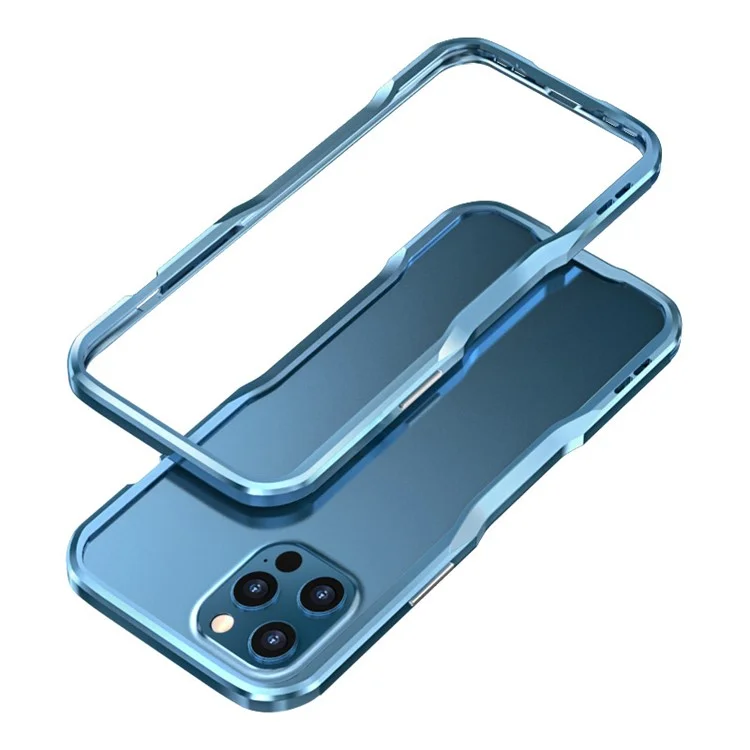 LUPHIE Metall-Stoßfänger-Hülle für iPhone 12 Pro/12 6.1 Zoll, schwere Ausführung, stoßfest, Zero Signal Interference, erhöhter Randschutz - Blau