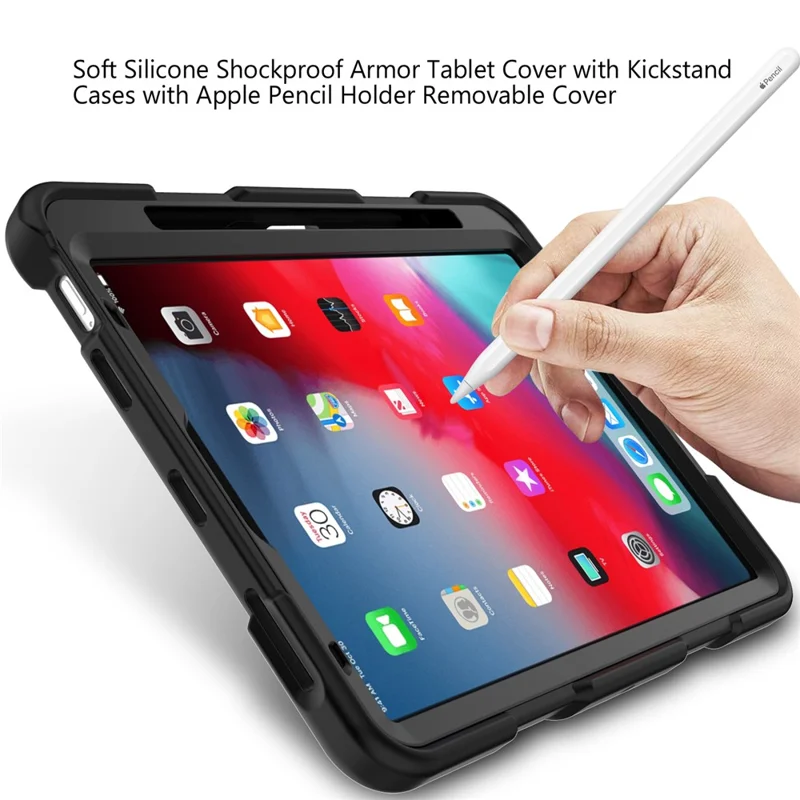 Dual-Color Splicing Shockproof PC + Silicone Protector with Kickstand for iPad Air (2020) / Air (2022) - Black / Black