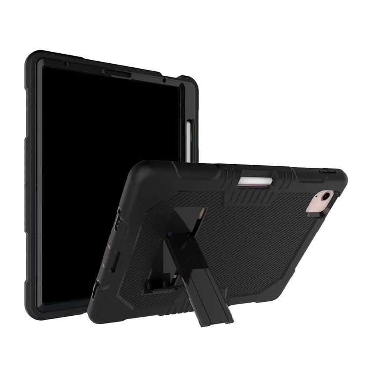 Shockproof PC + TPU + Silicone Protector for iPad Air (2020)/Air (2022) - Black/Black