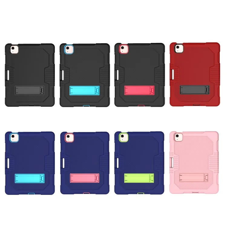 Shockproof PC + TPU + Silicone Protector for iPad Air (2020)/Air (2022) - Black/Black