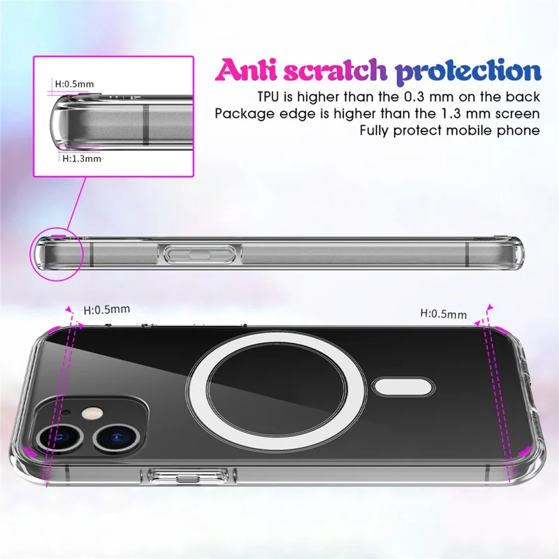 Clear TPU Phone Protective Back Cover [Support Wireless Charge] for iPhone 12 mini 5.4 inch