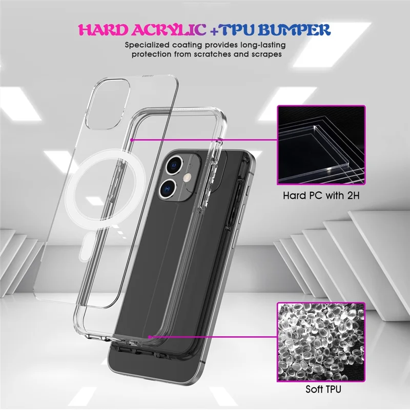 Clear TPU Phone Protective Back Cover [Support Wireless Charge] for iPhone 12 mini 5.4 inch