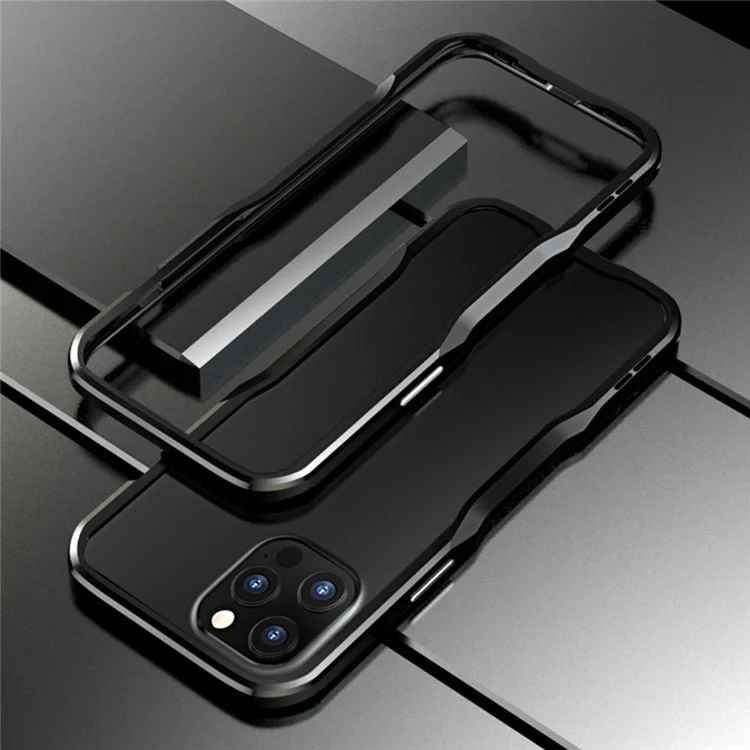 Luphie Para la Caja de Parachoques de Metal Para Iphone 12 Pro Max - Negro