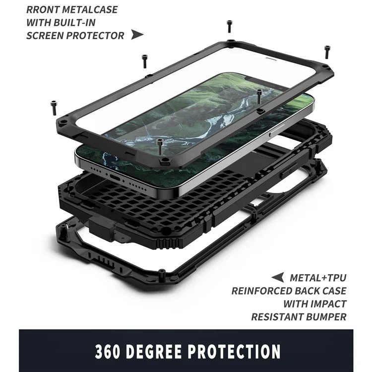 R-just à L'épreuve du Protecteur Imperméable à la Poussière à L'épreuve Des Chocs Pour L'iphone 12 Pro Make Kickstand Avec Des Découpes Précises - le Noir