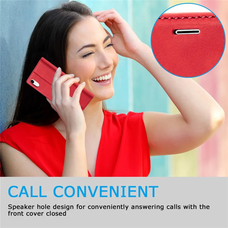 LC.IMEEKE TPU + PU Leather Strong Magnetic Phone Protective Shell for iPhone XR - Red