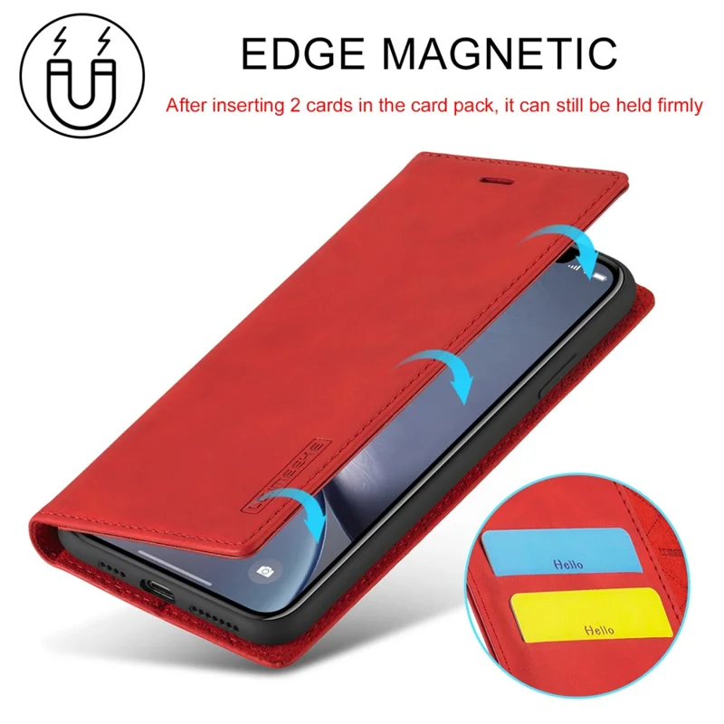 LC.IMEEKE TPU + PU Leather Strong Magnetic Phone Protective Shell for iPhone XR - Red