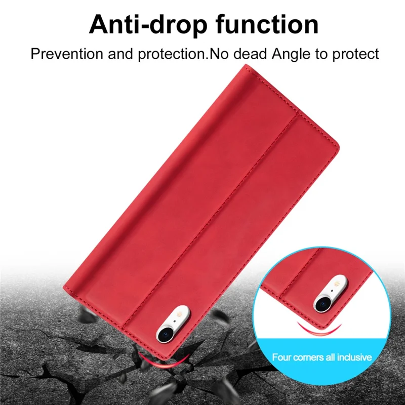 LC.IMEEKE TPU + PU Leather Strong Magnetic Phone Protective Shell for iPhone XR - Red