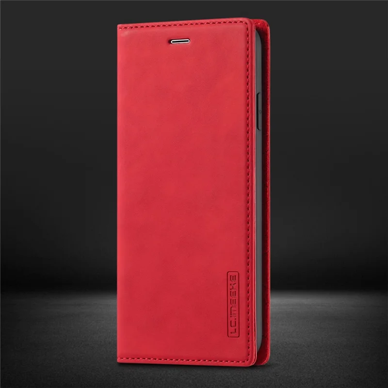 LC.IMEEKE TPU + PU Leather Strong Magnetic Phone Protective Shell for iPhone XR - Red