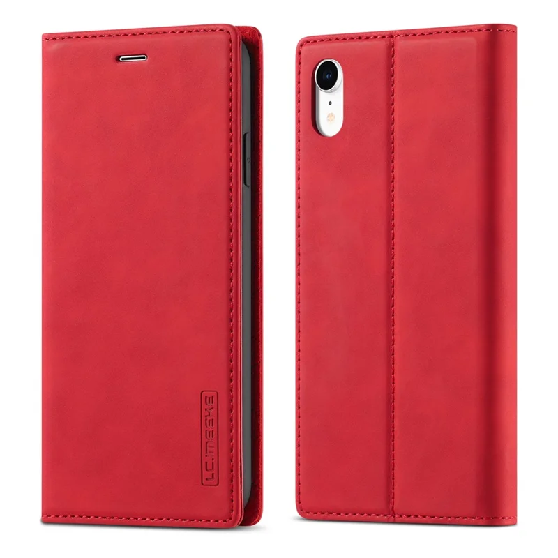 LC.IMEEKE TPU + PU Leather Strong Magnetic Phone Protective Shell for iPhone XR - Red
