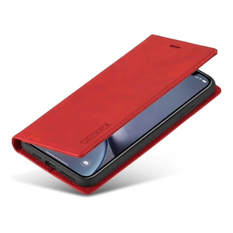 LC.IMEEKE TPU + PU Leather Strong Magnetic Phone Protective Shell for iPhone XR - Red