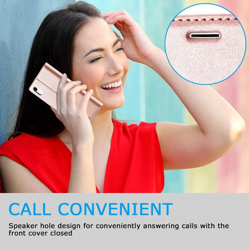 LC.IMEEKE TPU + PU Leather Strong Magnetic Phone Protective Shell for iPhone XR - Rose Gold