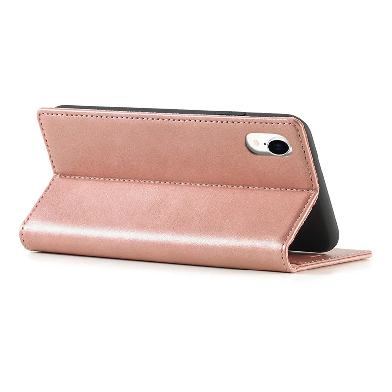 LC.IMEEKE TPU + PU Leather Strong Magnetic Phone Protective Shell for iPhone XR - Rose Gold