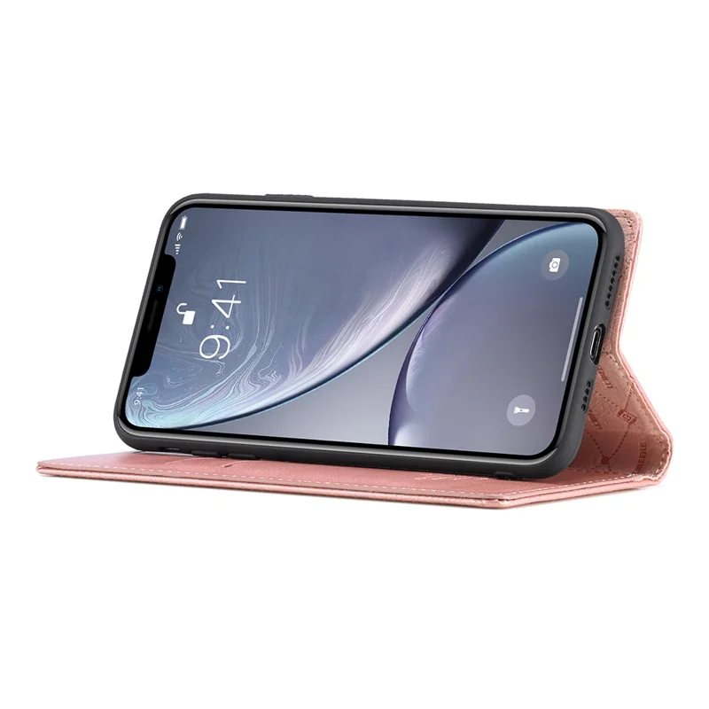 LC.IMEEKE TPU + PU Leather Strong Magnetic Phone Protective Shell for iPhone XR - Rose Gold