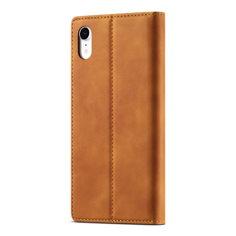 LC.IMEEKE TPU + PU Læder Stærkt Magnetisk Telefonbeskyttelsesomslag til iPhone XR - Brun