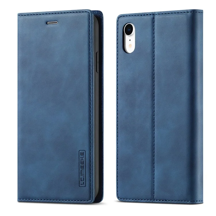 LC.IMEEKE TPU + PU Leather Strong Magnetic Phone Protective Shell for iPhone XR - Blue