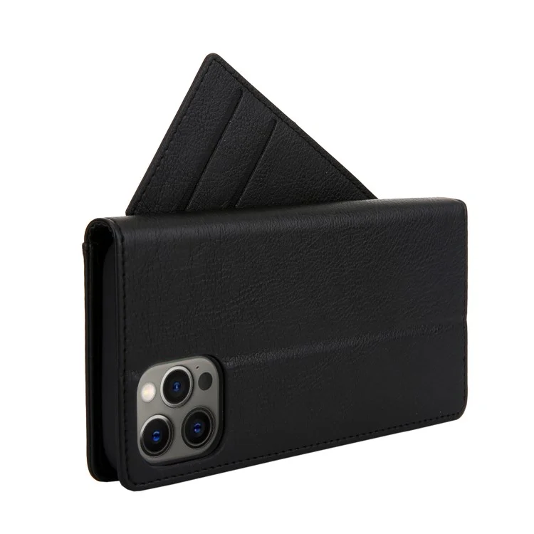 CMAI2 PU Leather Phone Cover Case with Card Holder for iPhone 12 Pro Max - Black