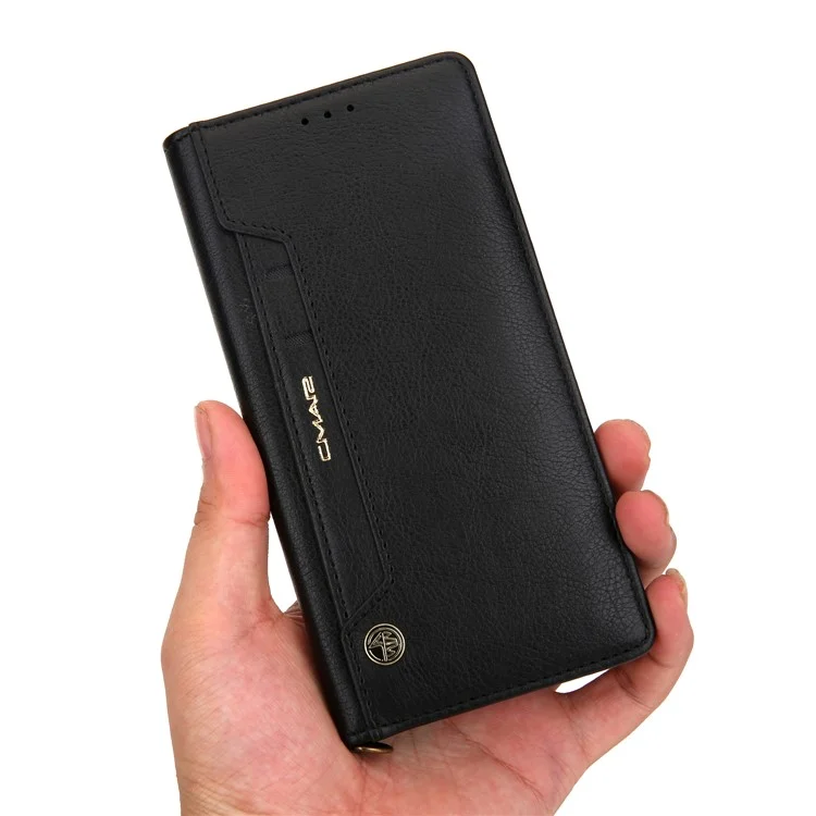 CMAI2 PU Leather Phone Cover Case with Card Holder for iPhone 12 Pro Max - Black