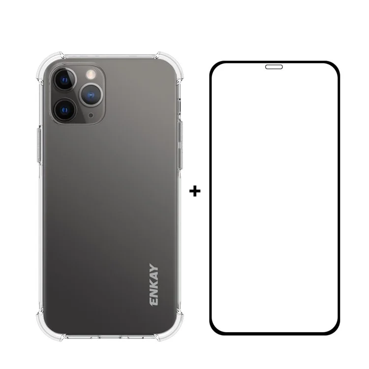 Enkay Shock -resection Clear TPU с [Full Glue] Full Procting Treamed Glass Protector Для Iphone 12 Pro Max
