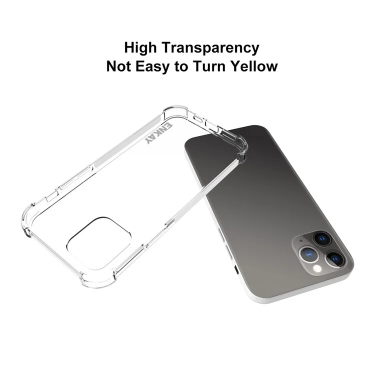 ENKAY Anti-slip Clear TPU Case with 0.26mm 9H 2.5D Tempered Glass Protector for iPhone 12/12 Pro