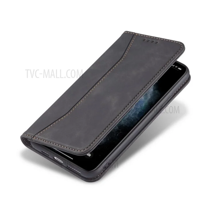 Fantasy-Serie Auto-absorbierte Ledertasche mit Ständer für iPhone 12 Pro Max - Schwarz