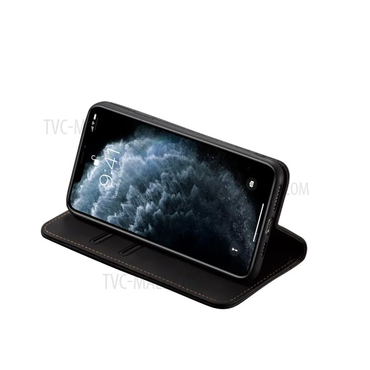 Fantasy-Serie Auto-absorbierte Ledertasche mit Ständer für iPhone 12 Pro Max - Schwarz