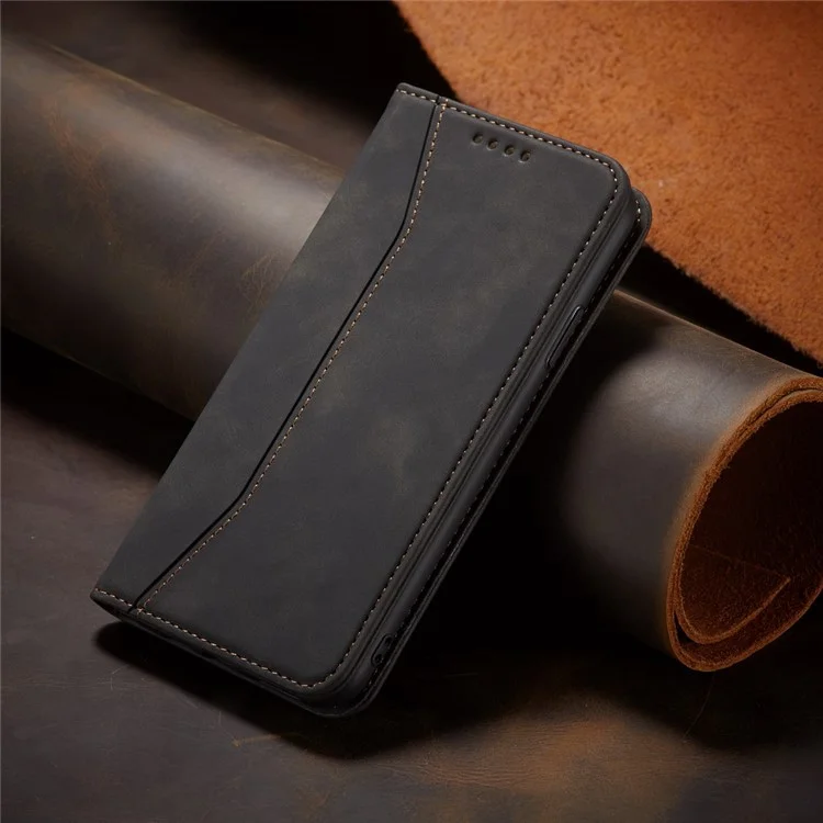 Fantasy-serie Automatisch Absorbiertes Leder-brieftaschenstand Hülle Für Iphone 12 Pro / iPhone 12 - Schwarz