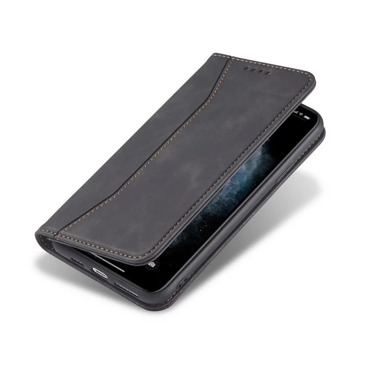 Fantasy-serie Automatisch Absorbiertes Leder-brieftaschenstand Hülle Für Iphone 12 Pro / iPhone 12 - Schwarz