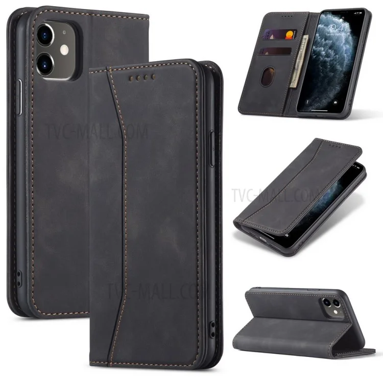 Funda de cartera de cuero auto-absorbida de la serie Fantasy para iPhone 12 mini de 5.4 pulgadas - Negro