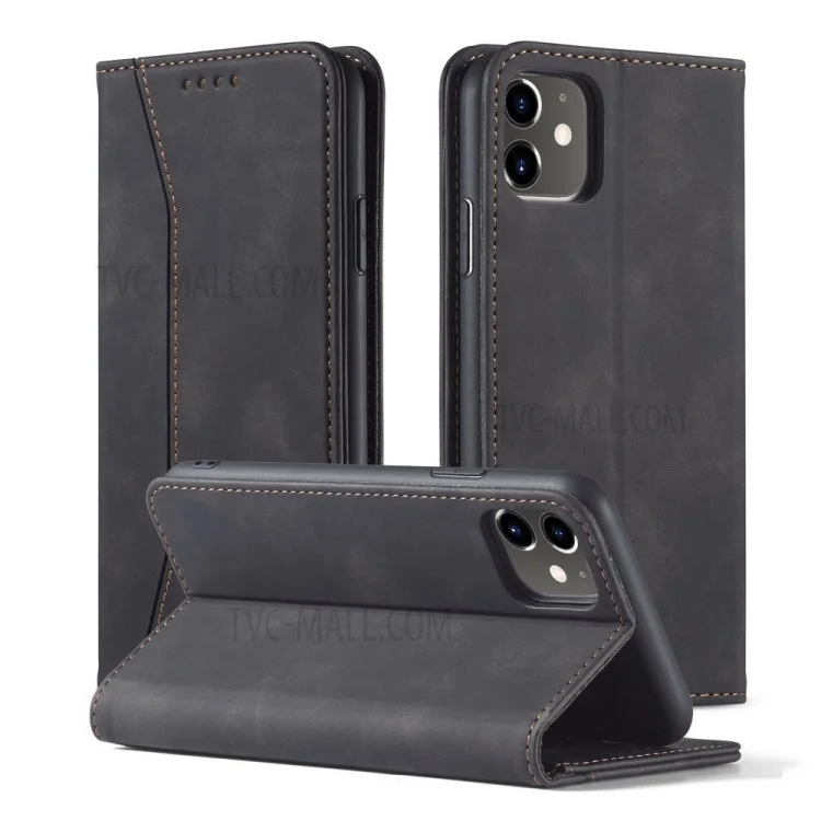 Funda de cartera de cuero auto-absorbida de la serie Fantasy para iPhone 12 mini de 5.4 pulgadas - Negro