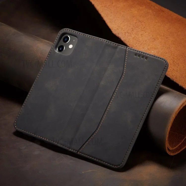Funda de cartera de cuero auto-absorbida de la serie Fantasy para iPhone 12 mini de 5.4 pulgadas - Negro
