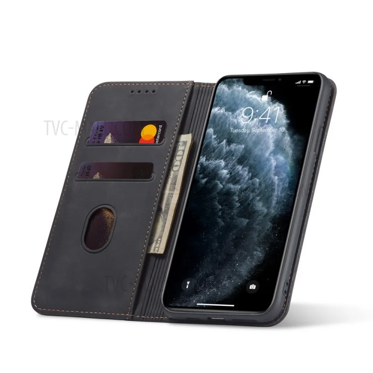 Funda de cartera de cuero auto-absorbida de la serie Fantasy para iPhone 12 mini de 5.4 pulgadas - Negro