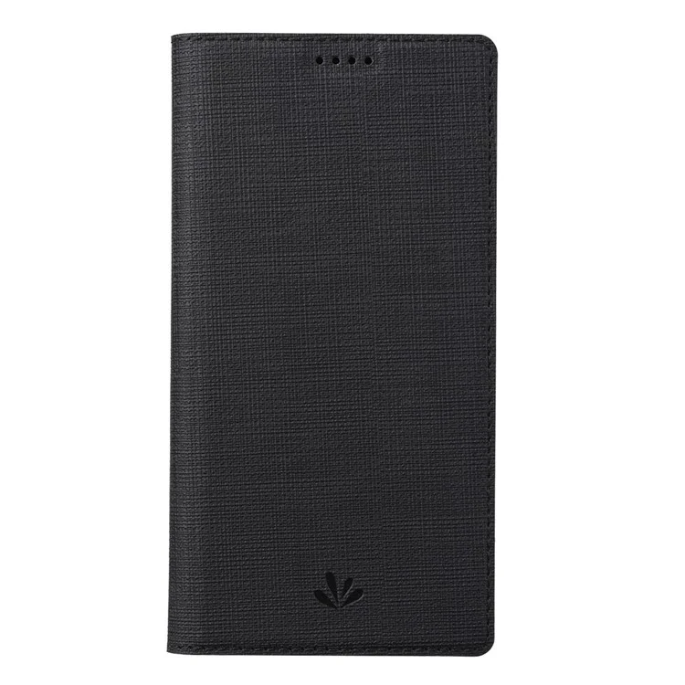 VILI DMX Auto-Absorbed Plain Cross Texture Leather Phone Cover Case with Card Holder for iPhone 12/12 Pro - Black