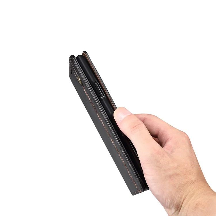 Magnetic Waxy Crazy Horse Texture Wallet Leatherphone Stand Cover Case Für IPhone X / XS - Schwarz