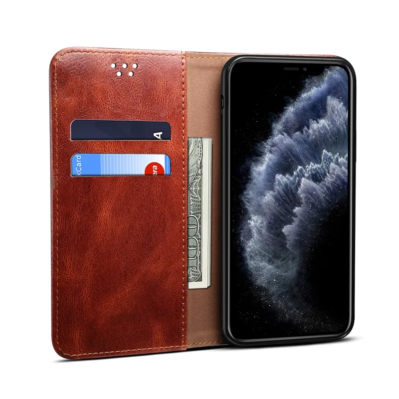 Magnetic Waxy Crazy Horse Texture  Wallet LeatherPhone Stand Cover Case for iPhone X/XS - Brown
