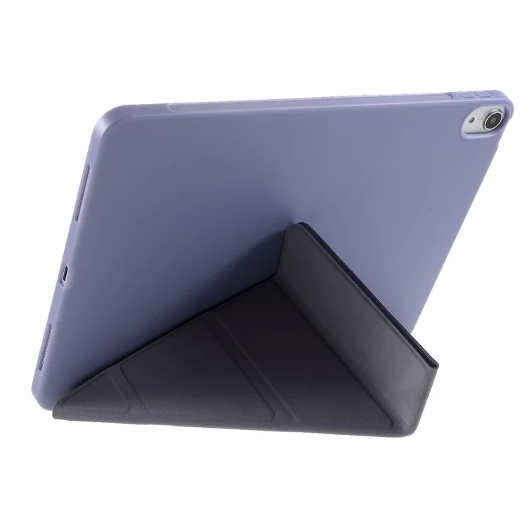 Caixa de Casca de Couro Inteligente de Origami Para Ipad Air (2020)/ar (2022) - Luz Roxa