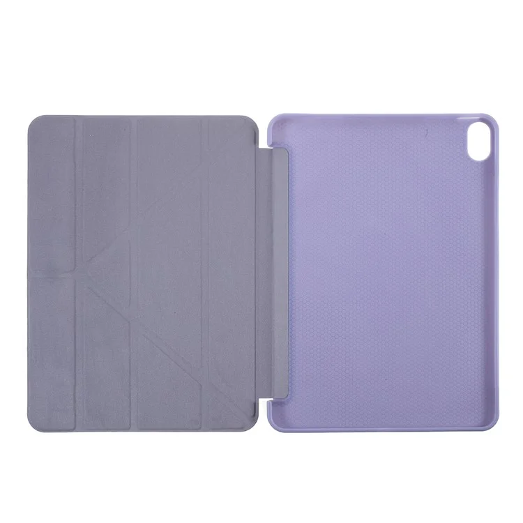Caixa de Casca de Couro Inteligente de Origami Para Ipad Air (2020)/ar (2022) - Luz Roxa