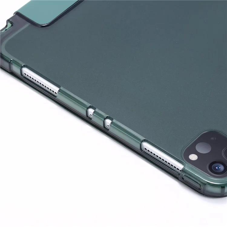 Capa Porta-Dobrável de Couro com Fenda para Caneta para iPad Air 11 (2024) / Air (2022) / (2020) Tablet Shell - Verde Escuro
