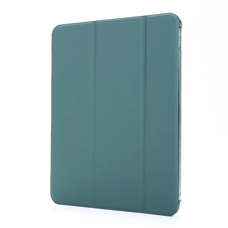 Capa Porta-Dobrável de Couro com Fenda para Caneta para iPad Air 11 (2024) / Air (2022) / (2020) Tablet Shell - Verde Escuro